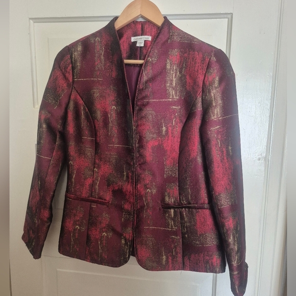 Coldwater Creek Women's Long Sleeve Red Patterned Jacket w/1Hook Closure Size XS - Picture 1 of 5